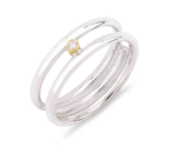 1 Diamond Slim Double Band Ring