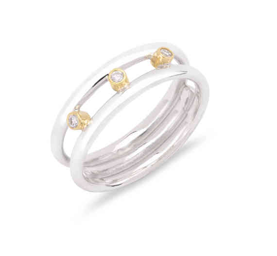 3 Diamond Slim Double Band Ring 3 Diamond Slim Double Band Ring