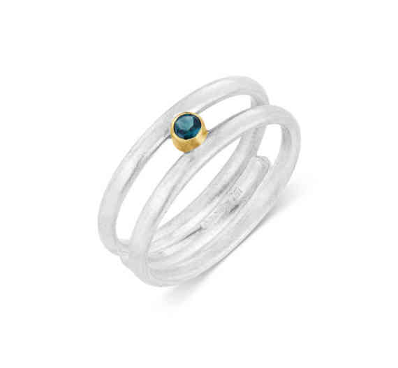 Teal Sapphire Double Band Ring Teal Sapphire Double Band Ring