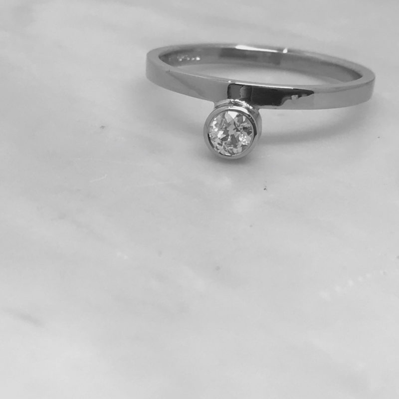 White Gold Offset Diamond Ring